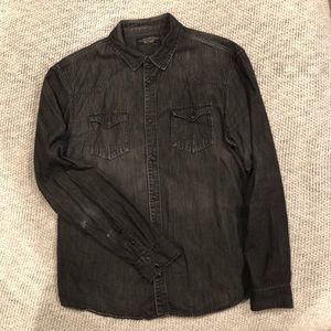 All Saints Black Denim Shirt. XXL.